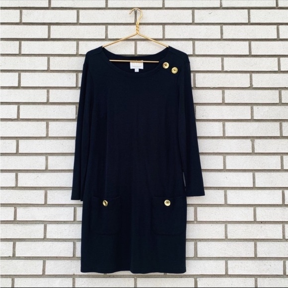 Sail To Sable Black Long Sleeve Shift Dress - Picture 1 of 7
